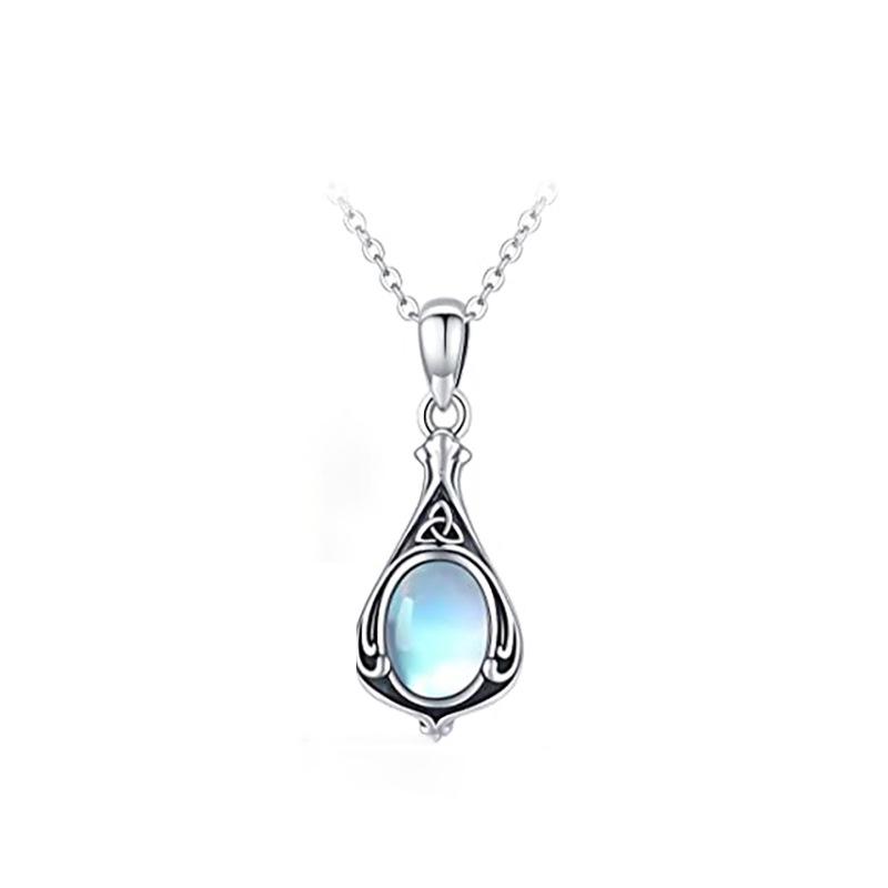 Ladies' Imitation Moonstone Vine Necklace Collarbone Chain, Droplet Shaped Pendant Necklace, Daily Wear, Gift Giving