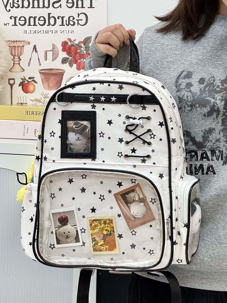 Schulranzen1011 Koreanische Version von frischem und süßem Schulranzen für Mädchen, niedliche Sternen-Bar-Schmerz-Tasche, Schüler der Sekundarstufe, Mädchen, leichter Rucksack
