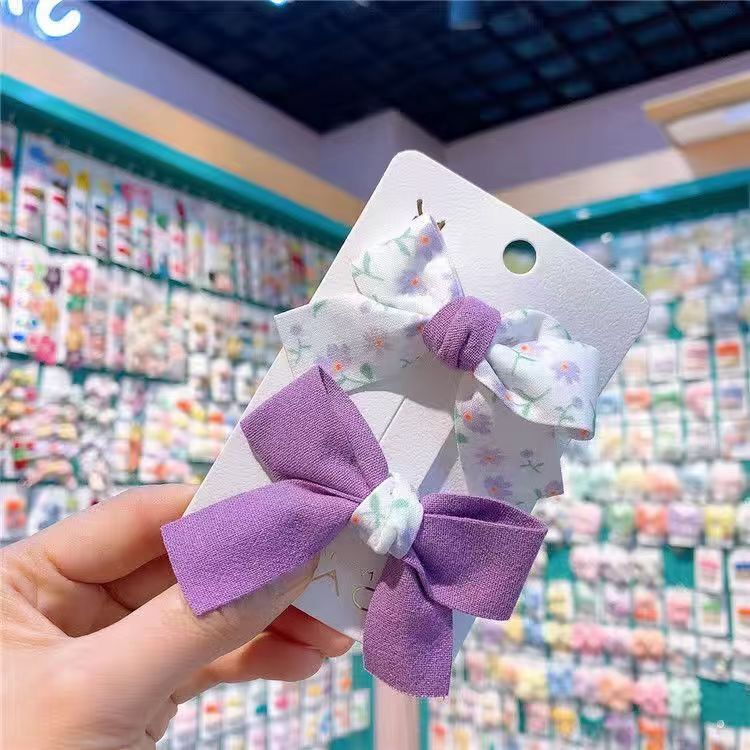 Children'S Bow Clip Spring Floral Hairpin Sweet Girl Princess Hair Accessories Baby Side Bangs Clip