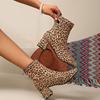 2025 Frühling/Sommer Damen Chunky Heel Stiefeletten, Vielseitige Mittelhohe Martin, Übergröße Leopardenmuster, Perfekt für Frühling & Herbst