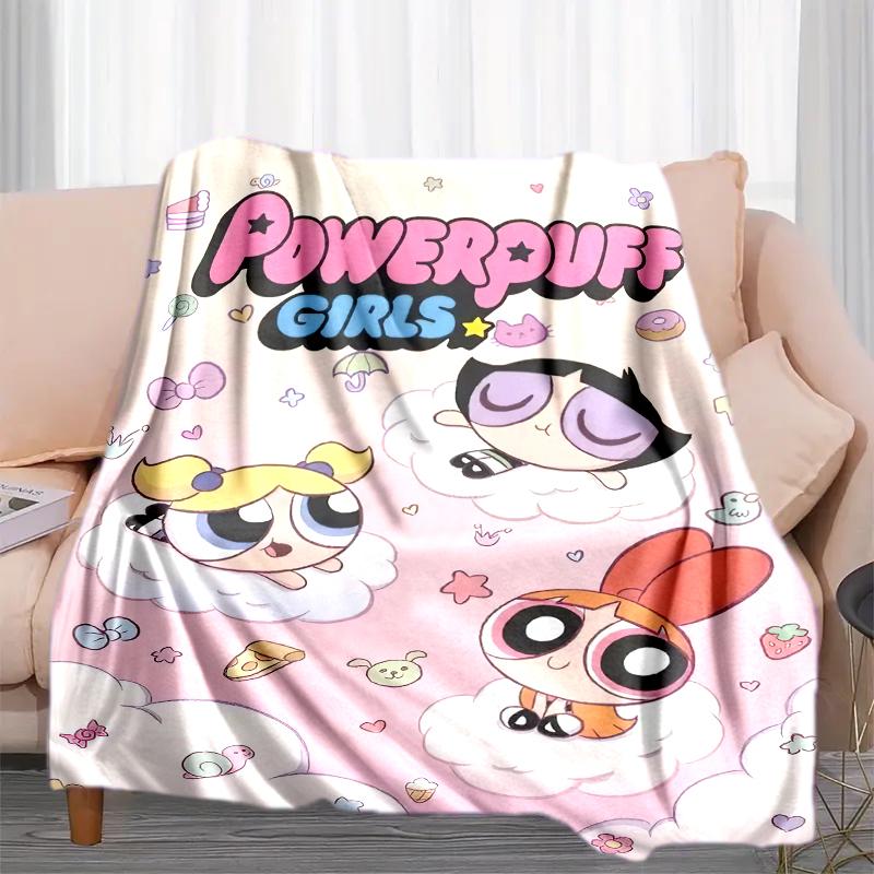 1PC The Powerpuff Girls printed blanket, all season lightweight home office outdoor nap multifunctional blanket A8