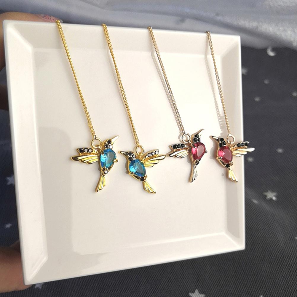 Hummingbird Rhinestone Drop Earrings Fashionable Wing Spreading Earrings Hummingbird Long Pendant Earchain Jewelry for