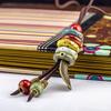 Handmade Ceramic Necklace Adjustable Length Multi Color Beads Leaf Pendants Vintage Style Sweater Chain for Women