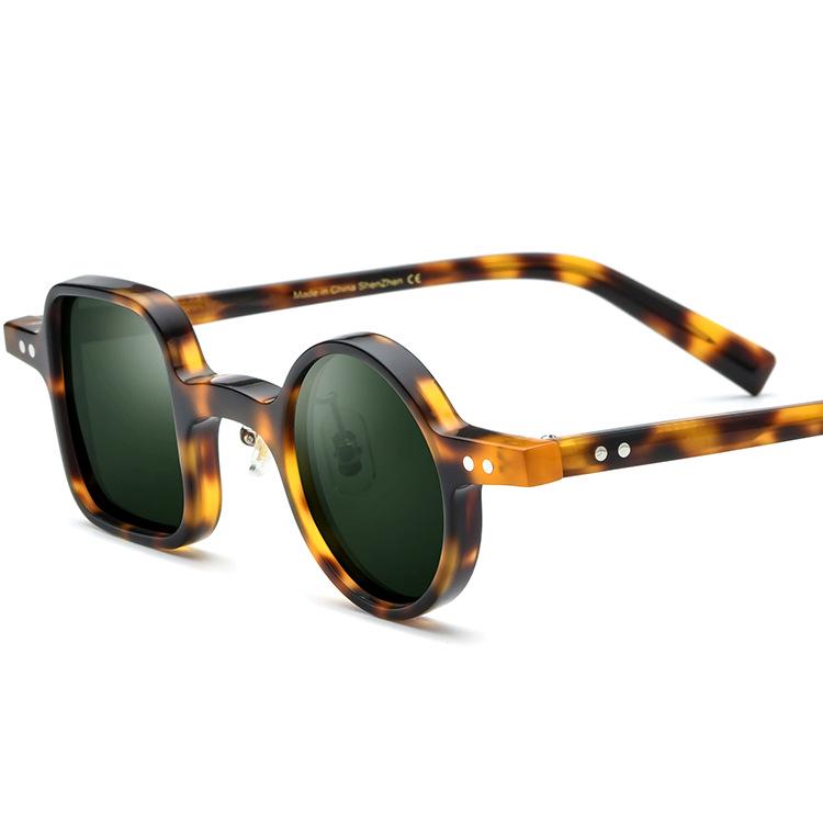 Унисекс Ретро Ацетатные Поляризационные Солнцезащитные Очки - Квадратные Слева/Круглые Справа, Идеально для Вождения