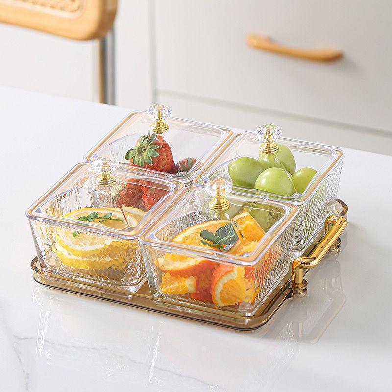 Elegant Glass Snack and Candy Serving Tray 4-Compartment