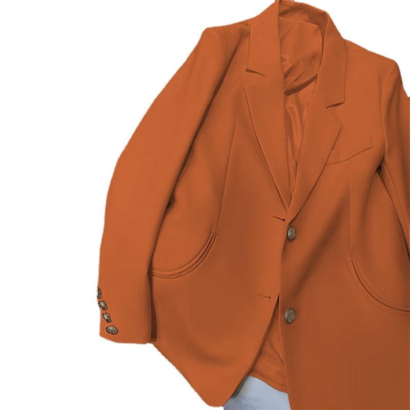 Damemote Uformell ensfarget blazerdrakt med lommer Langermet cardigan koreansk multifarger blazerjakke