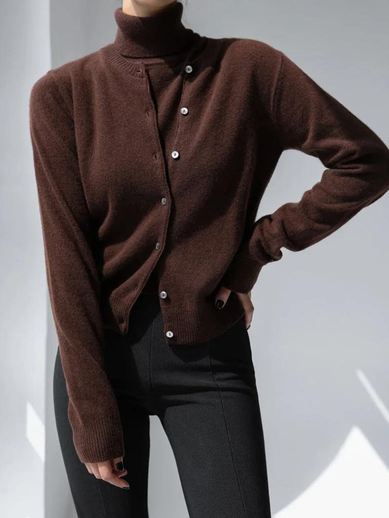 Blubelle Women's New Autumn Turtleneck Sleeveless Tank Top Soft Knit Button Up Cardigan Sweater Fashion Sets