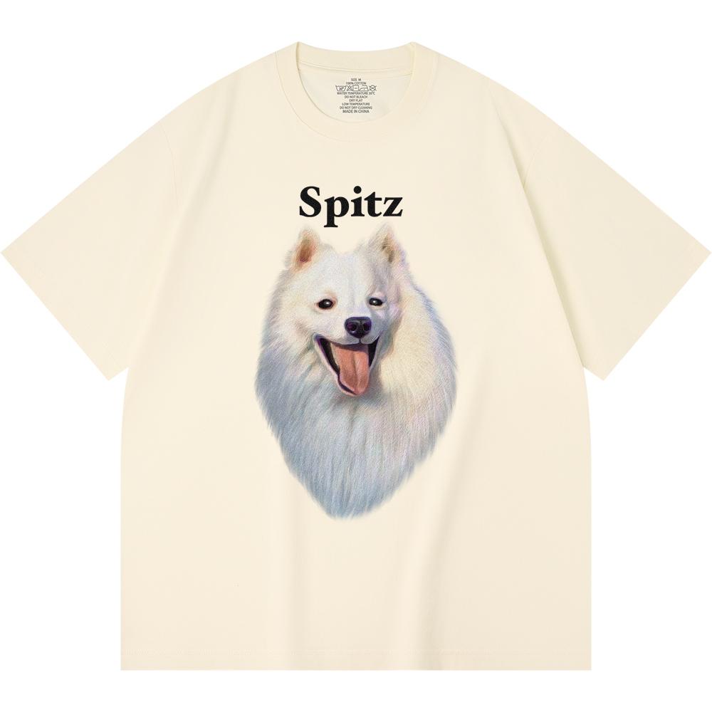 230GSM 100% Cotton T-Shirt Spitz Print Tees Funny Harajuku Style Combed Cotton Tshirt