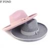 Neuestes Design Fedora Hut für Frauen Fascinator Rosa Hochzeitsdekoration Kirchenhüte Winter Wolle Panama Jazz Cap