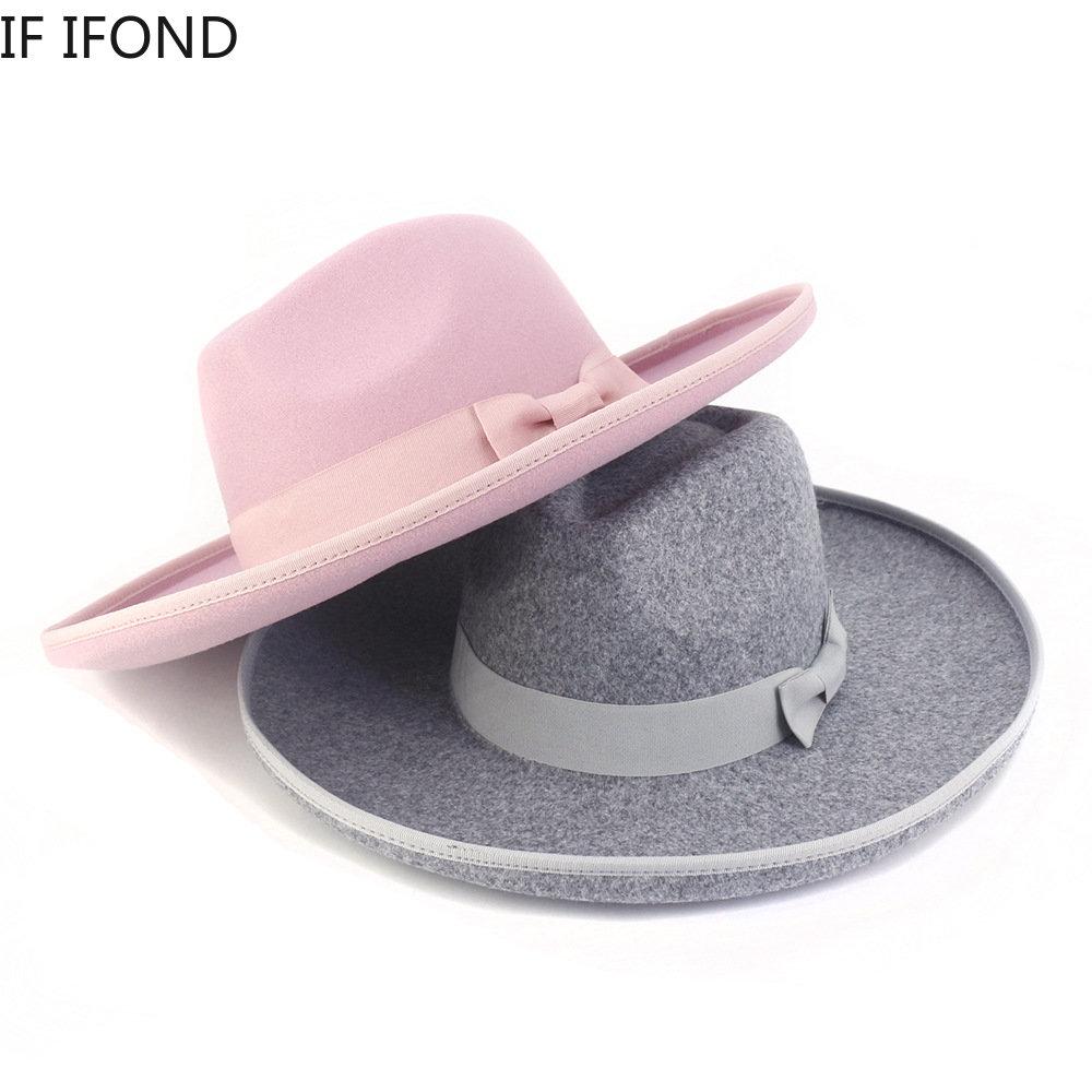 Neuestes Design Fedora Hut für Frauen Fascinator Rosa Hochzeitsdekoration Kirchenhüte Winter Wolle Panama Jazz Cap