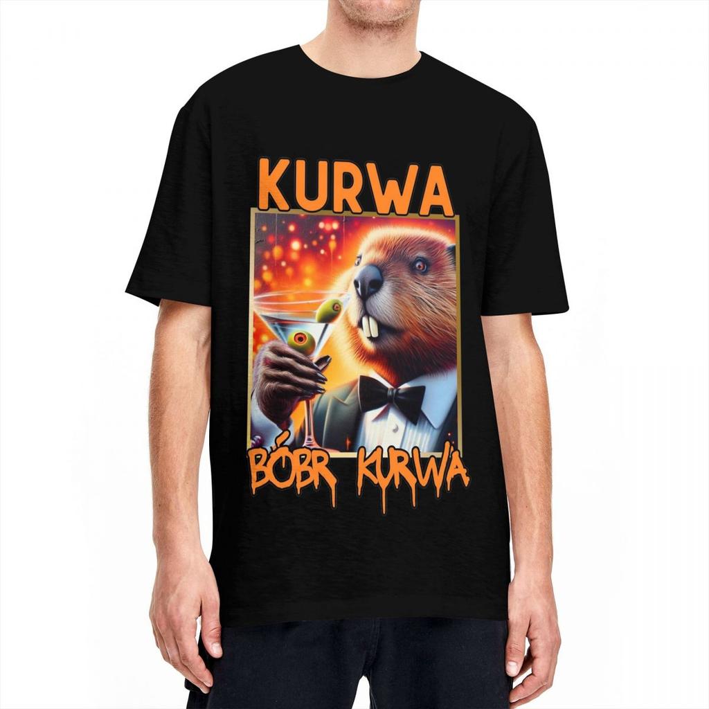Kurwa Bobr Kurwa Beaver T Shirt Summer Cute Animal Y2K Retro T Shirts Cotton Harajuku Tee Shirt For Men's Short-Sleeved Tops