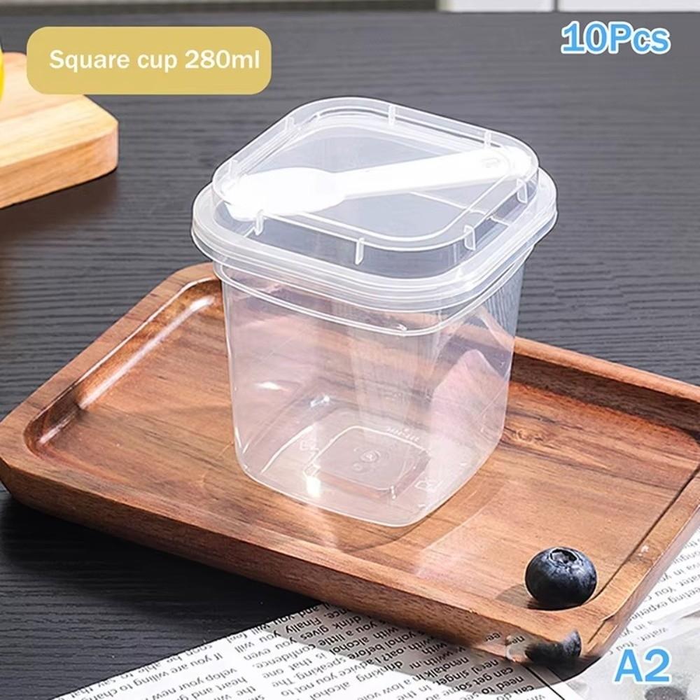 10Pcs With Spoon Transparent Cup Transparent Yogurt Cup New Pudding Cup  For Dessert Ice Cream