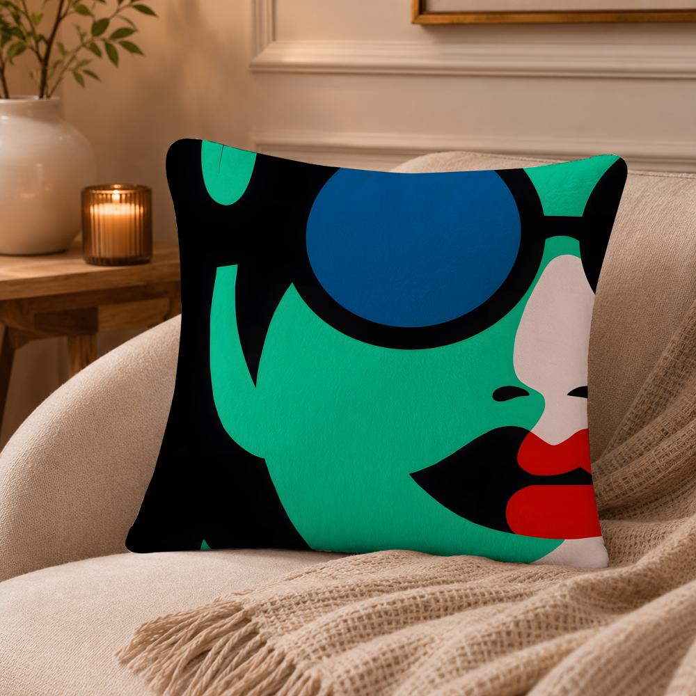 Pop style modern girlcreativity, fashion Cushion Cover Anti-dustmite Pillowcase Invisible zipper silky short plush Sofa cushion