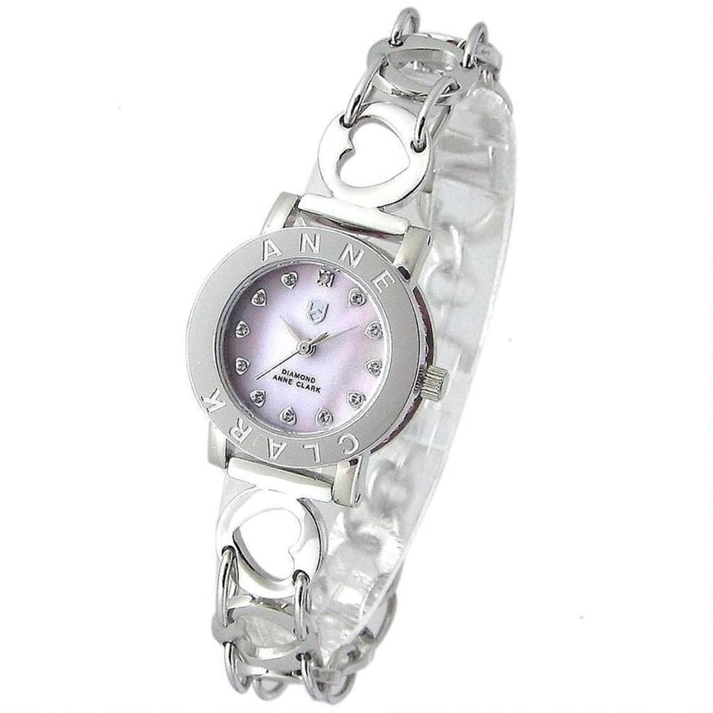 

ANNE CLARK Часы-браслет «Сердце» с циферблатом из натурального розового перламутра и бриллиантами, серебристые, женские