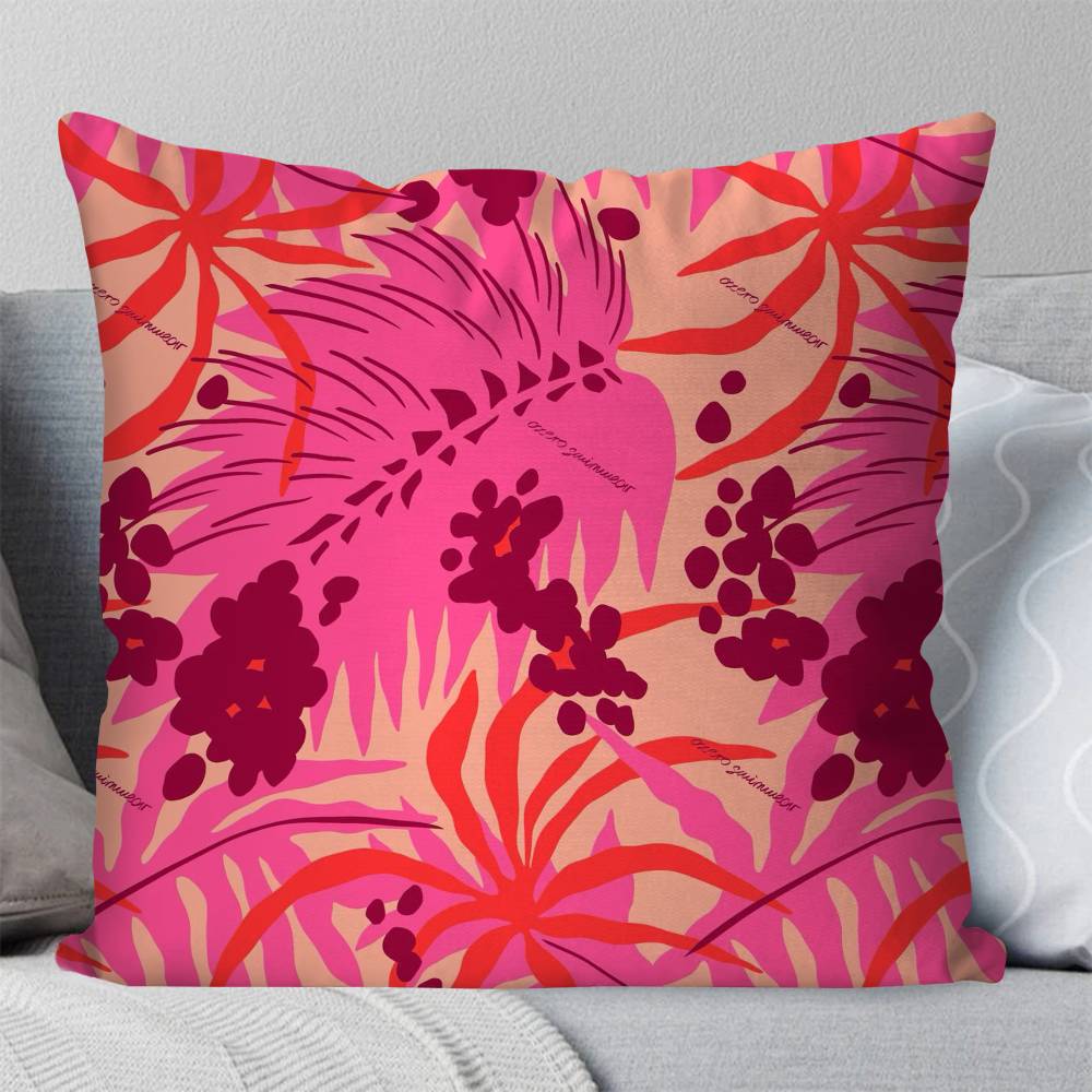 Tropical Flowers Retro Pillow Case Fashion Square Pillowcase Bedroom Sofa Room Ins Decoration Leisure
