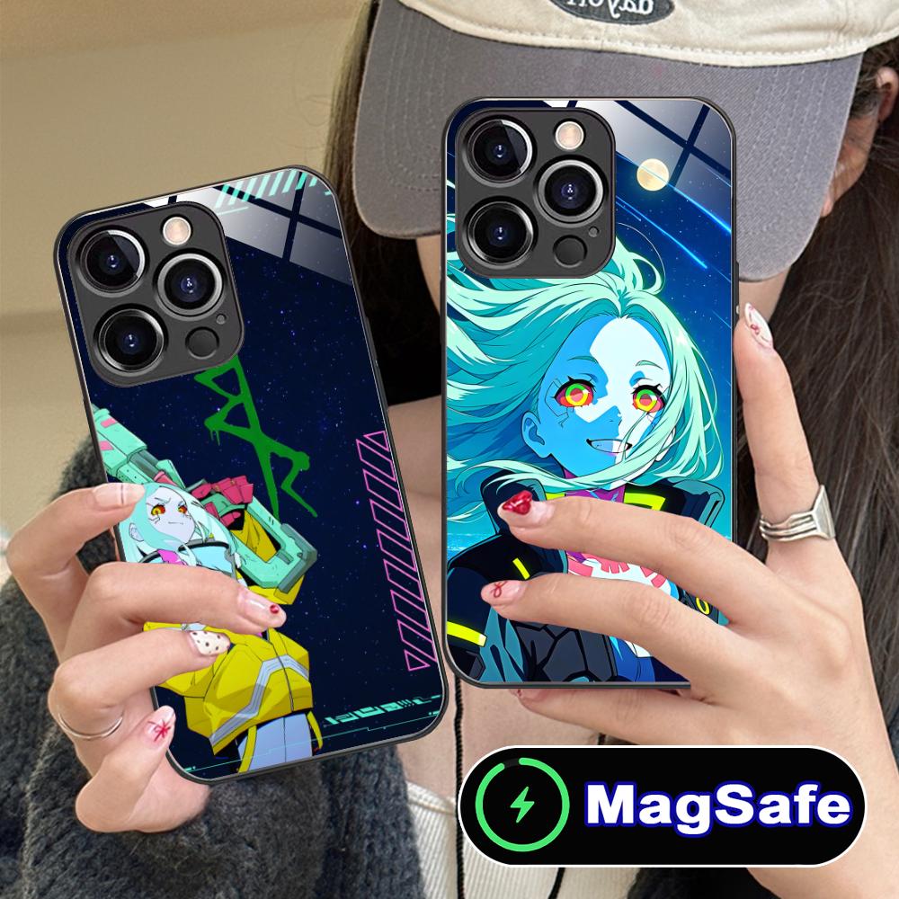 Punk Girl Rebecca Mobile Phone Case for iPhone 17 16 15 14 13 12 11 Air Pro Max Plus Mini MagSafe Glass Colorful Cover Luxury