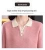 Autumn-Winter Women's Fashionable Turn-Down Collar Wool Sweater - Versatile & Stylish Knitted Design for Moms