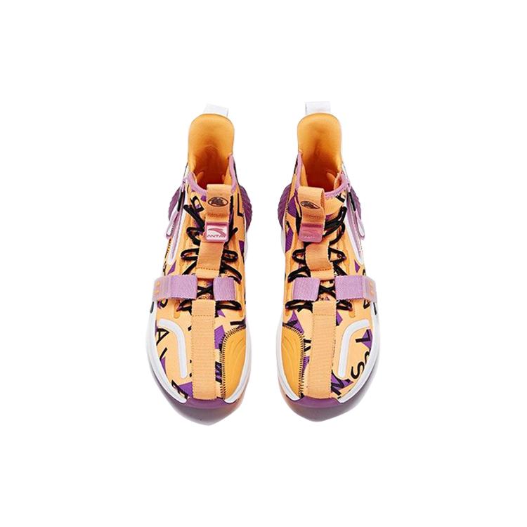 New ANTA Basketball Shoes Men High-Top Orange Yellow/Purple 112011619-8