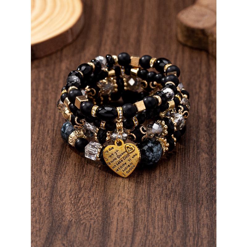 Multi-layer wooden bead beaded bracelet women's elastic rope bracelet