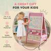 Art Easel for Kids, Double-Sided Whiteboard/Blackboard with Paper Roll, Two Storage Boxes, for Ages 3-8 Years, Pink