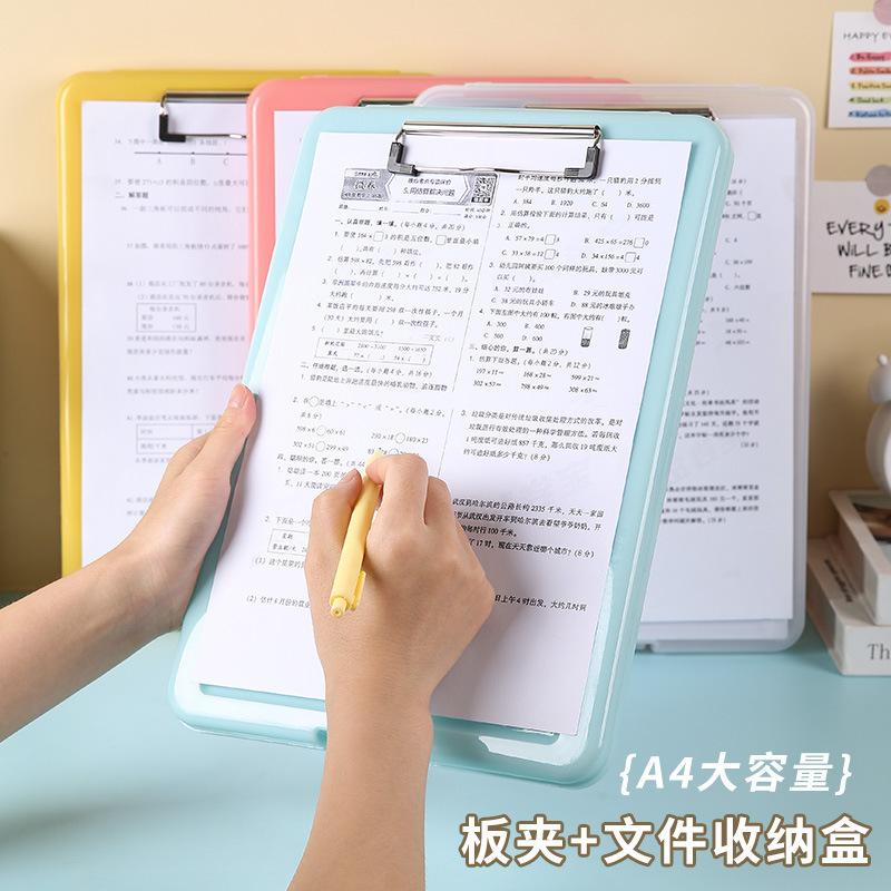 A4 Clipboard with Storage Folio Plastic Clipboard with Low Profile Clip Nursing Clip Boards File Binder Clipboard Case Office