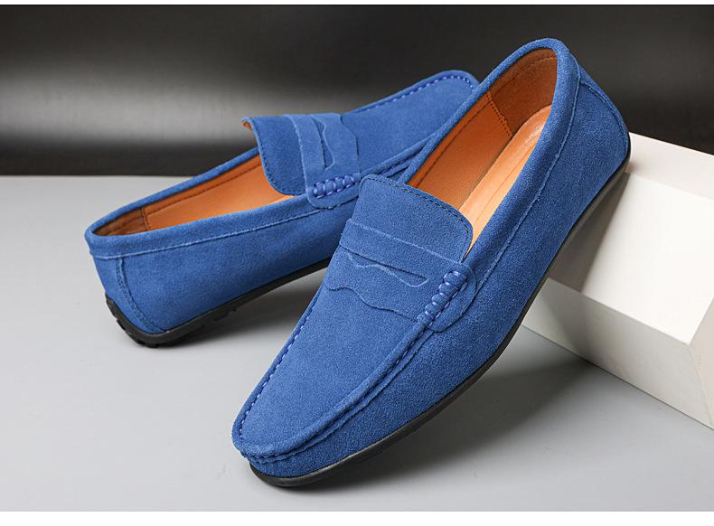 Men's Suede Slip-On Driving Shoes – Large Size, Casual British Style for Spring & Autumn
