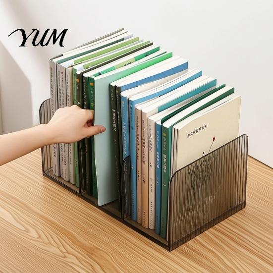 Library Book Ends Clear Acrylic Bookends, Stable Non Slip Desktop Organizer, Document Heavy Duty Holder File Holder, for Office Home Ad School