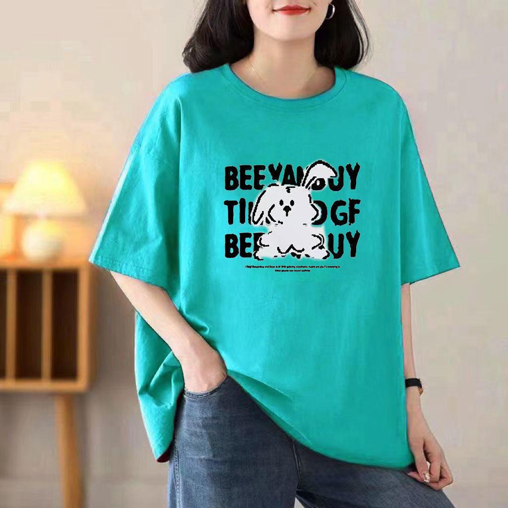 Sommer Damen Neues Cartoon-Druck Kurzarm-T-Shirt Lockere Oberteile