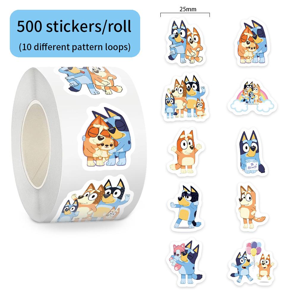 

500pcs/Roll Cartoon Bluey Family Animation Sealing Sticker DIY PVC Laptop Decals Decoration Stiker Reward Gift Toys 500pcs