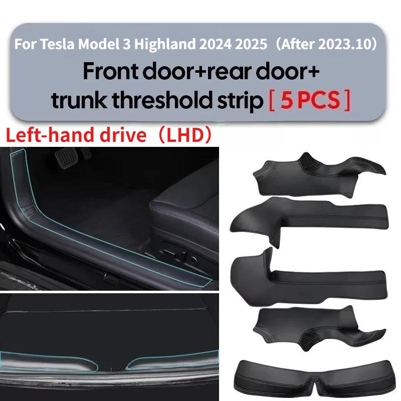 For Tesla Model 3 Highland Model Y Juniper PU Front Rear Door Sill Protection Strip Seat Anti-kick Pad Corner Guard Accessories