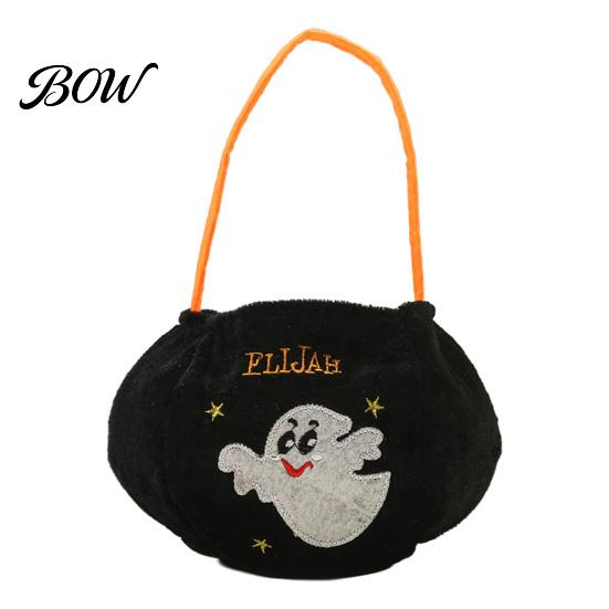 Halloween Gift Bag for Kids Trick or Treat Bucket, 9.8x5.9 Inch Pumpkin Witch Black Cat Plush Large Capacity Candy Holder Tote Bag, Soft Basket