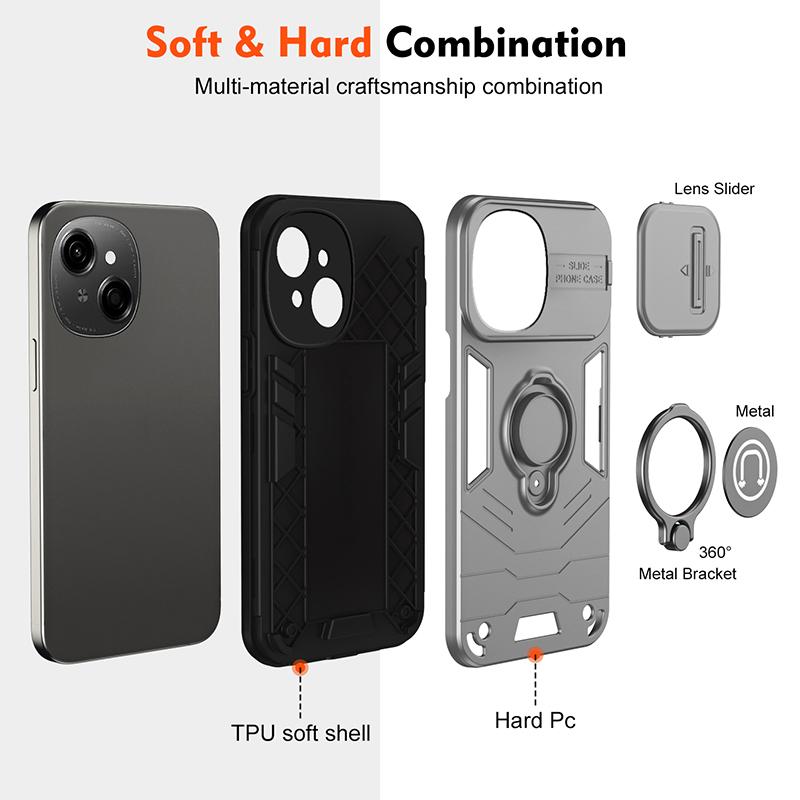 Luxury New Armor Magnetic Shockproof Case For Tecno Spark GO 1 GO 2 Spark GO 2024 Spark GO 2 Camera Lens Protective Phone Cover