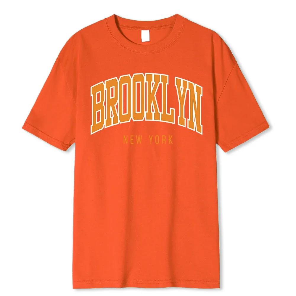 Brooklyn New York Hip Hop Funny Printing Male Tshirt Summer Loose 100% Cotton T Shirt Breathable Shoulder Drop Tee Clothes Man