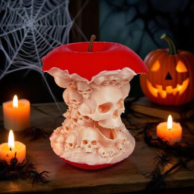 Halloweenská soška lebky s ovocným jádrem, strašidelná 3D tištěná lebka, ovocná figurka lebky pro vnitřní výzdobu obývacího pokoje, kancelářského stolu