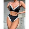 European and American Sexy Lace Edge French Underwear Thong Two-piece Set Comfortable and Breathable No Steel Ring Bra Set