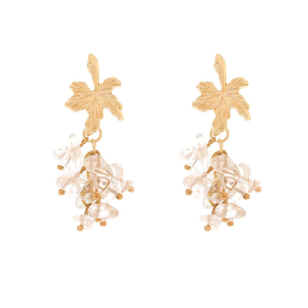 Stylish Bohemian Hand-beaded Colourful Crushed Stone Fringe Earrings, Resort-style Faux Turquoise Drop Earrings