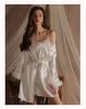 Rose Pure Temptation Plus Size Feathered Camisole Nightgown & Robe Set for Women