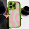 Green and Pink Wave Pattern Phone Case Suitable for iPhone 17 16 15 14 13 12 11 Pro/ Max /Plus Anti-fall and Shockproof