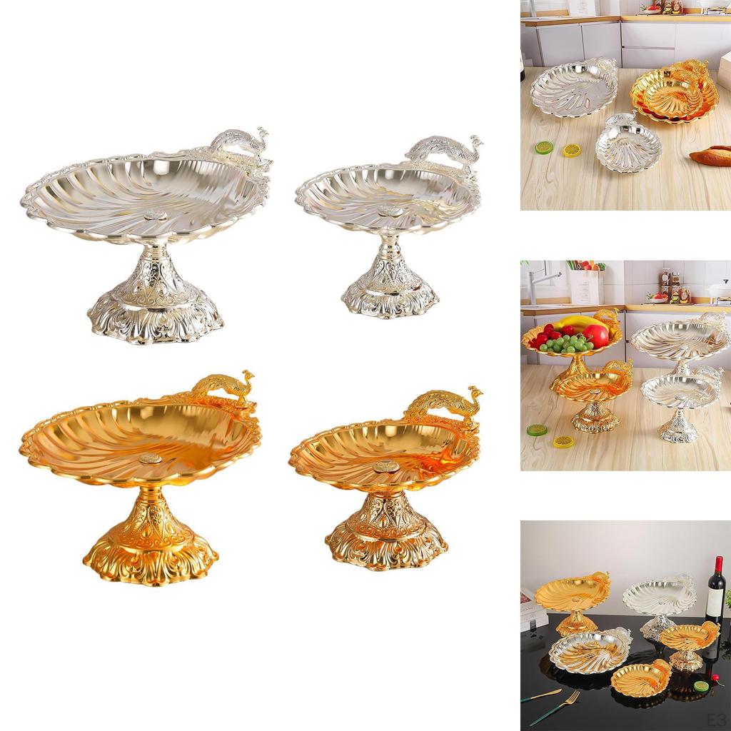Decorative Pedestal Fruit Plate Bowl Footed Metal for Kitchen Restaurant