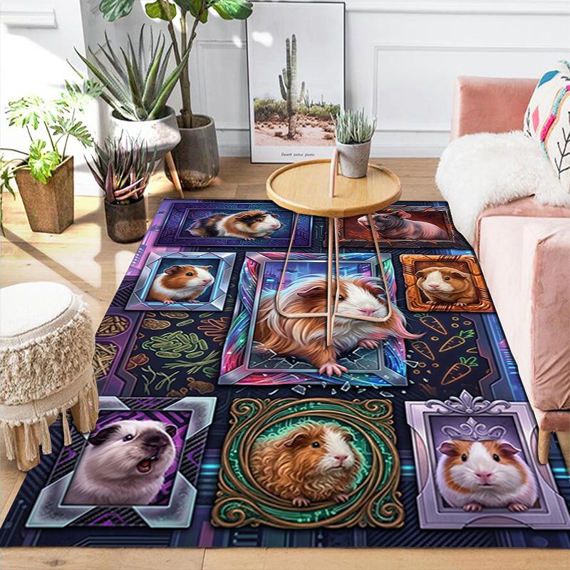 Guinea Pig Portraits Pattern Rug Floor Mat for Living Room or Bedroom Soft and Comfortable Carpet a Gift for Birthday and Holiday.
