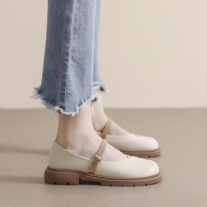 Women's 2023 Thick-Soled Mary Jane Loafers - Spring/Autumn Round-Toe Chunky Heel, Soft Sole