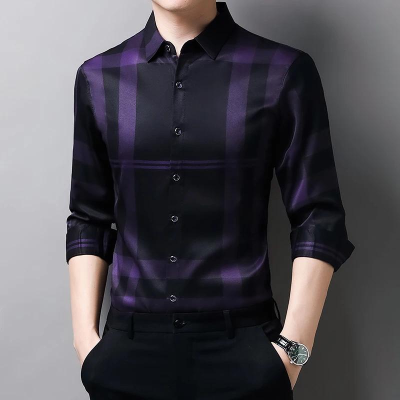 Autumn Long Sleeved Shirt For Men Business Casual Long Sleeved Plaid Shirt For Men