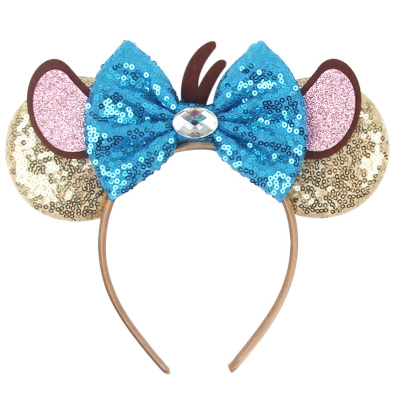 Cartoon Character Mouse Ears Headband Sequins 5" Bow Hairband For Girls Children Festival Party DIY Hair Accessories Gift