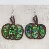 New Autumn Thanksgiving Earrings Halloween Pumpkin Wooden Inlaid Acrylic Glitter Earrings Jewelry For Women Gifts