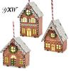 Long-lasting Festive Charm Christmas Gingerbread House Ornament Wooden Light Up Village Easy Storage Tree Hanging Ornaments for Holiday Winter