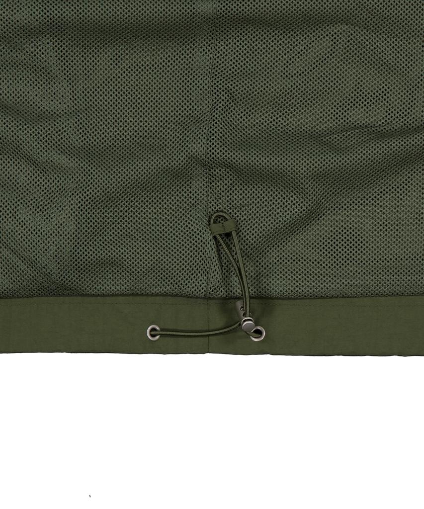 STANDARDERROR 87-Stan268 Nylon Track Color Block Curved Hood Gorp Windbreaker Khaki