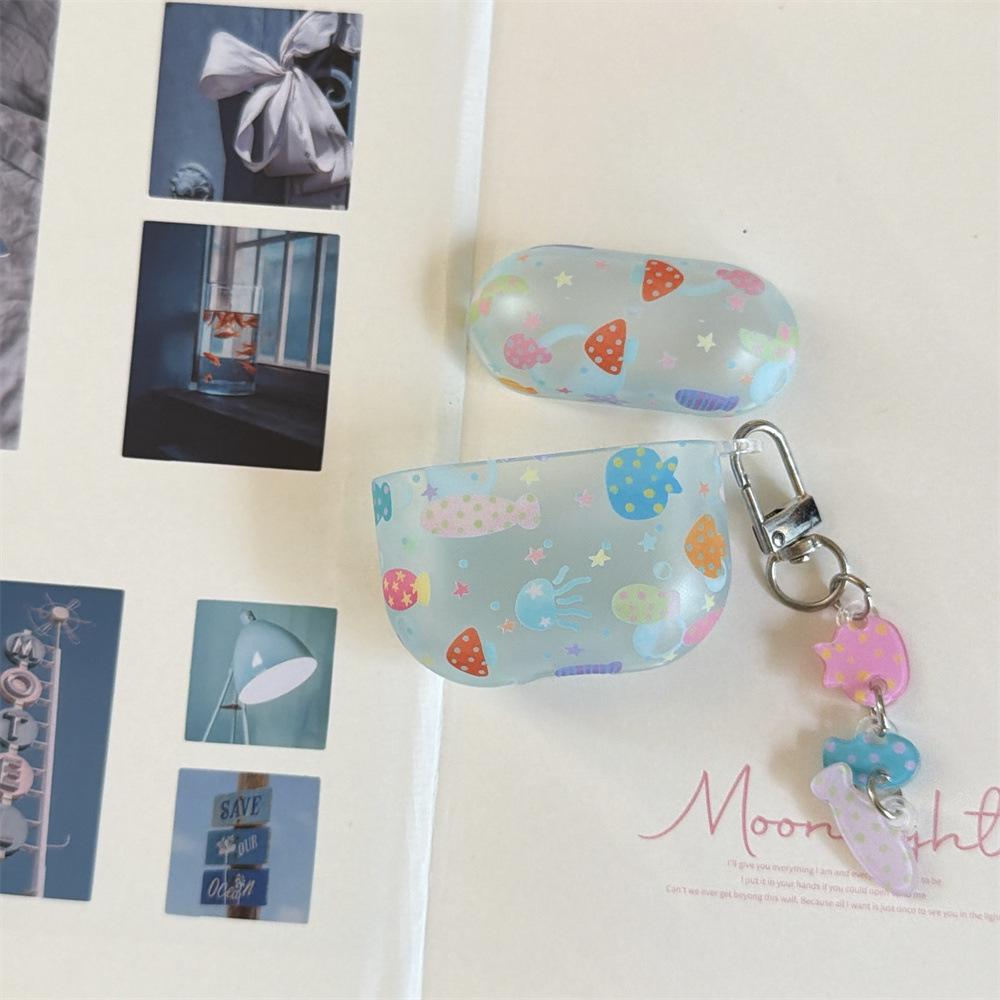 Cute underwater world matte mobile phone case for Apple AirPods 1 /1 generation cartoon pendant case PRO1/PRO