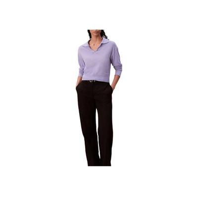 Loose Soft Solid Color Long Sleeve Polo Shirt Women Tops 44D396G-WGA