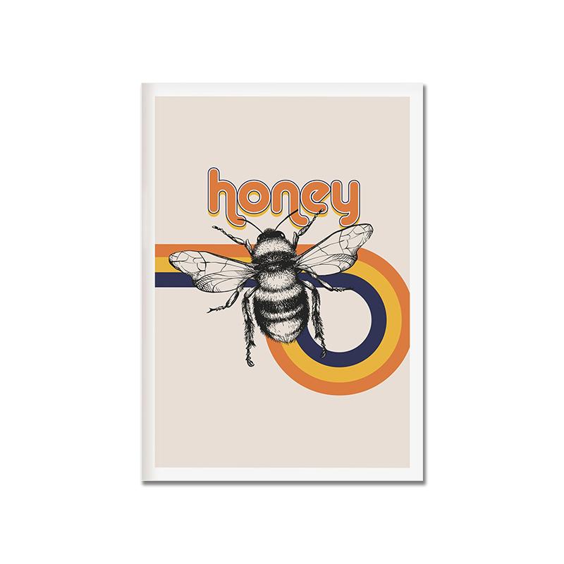 

Красочный постер с рисунком пчелы и цветка Детский художественный принт Скандинавская живопись на холсте Современная простая настенная картина для гостиной Домашний декор 21x30cm No Framed