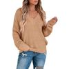 Casual Solid Knit Sweater Ladies V Neck Crew Neck Warm Daily Long Sleeve Blouse